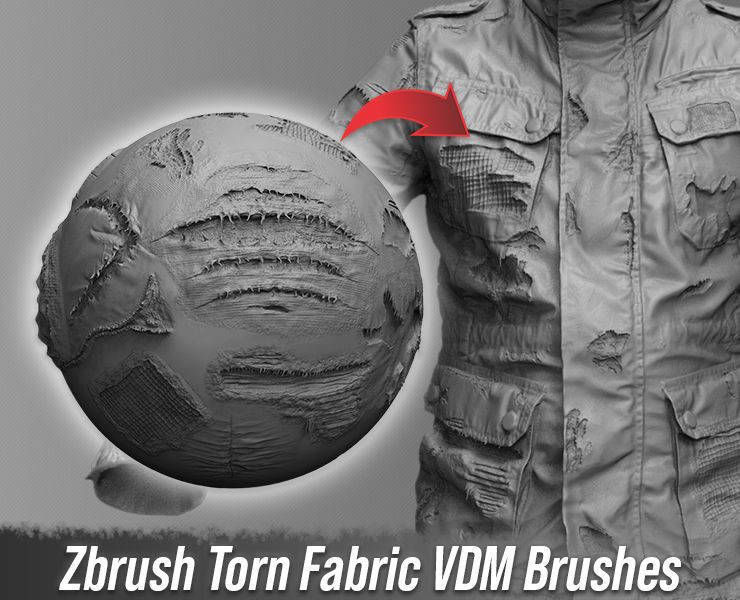 3D Zbrush Torn Fabric VDM Brushes CGTrader