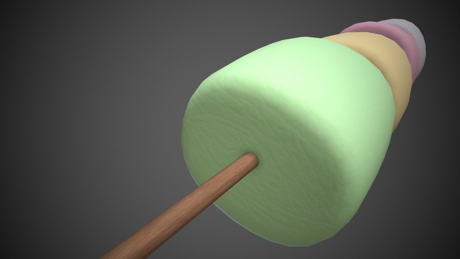 Mashmallows with Stick Low-poly 3D model_4