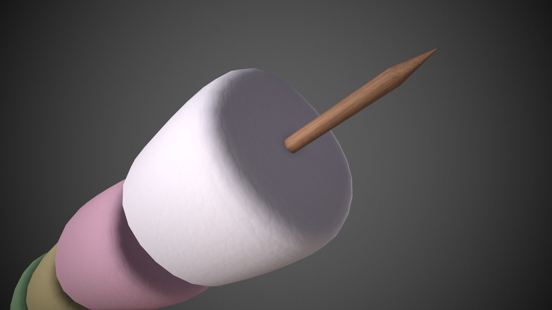 Mashmallows with Stick Low-poly 3D model_6