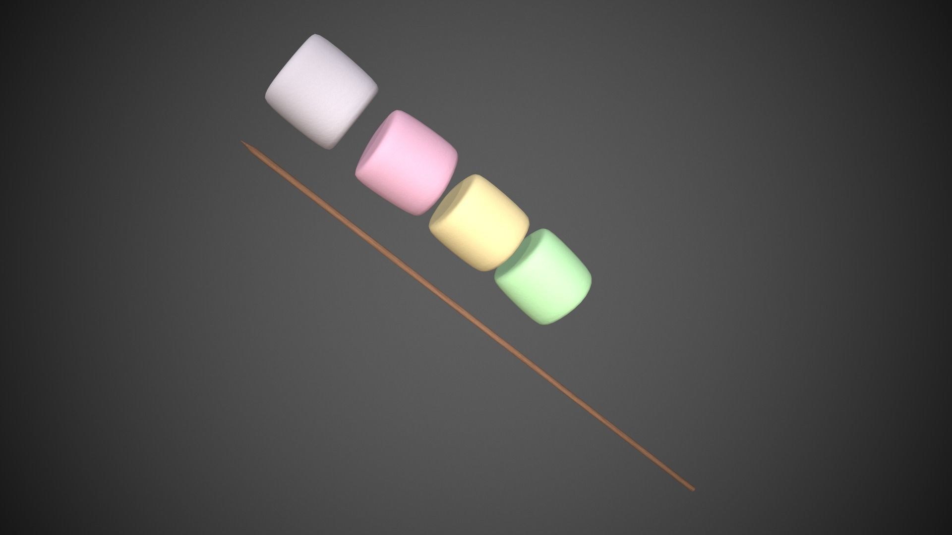 Mashmallows with Stick Low-poly 3D model_8