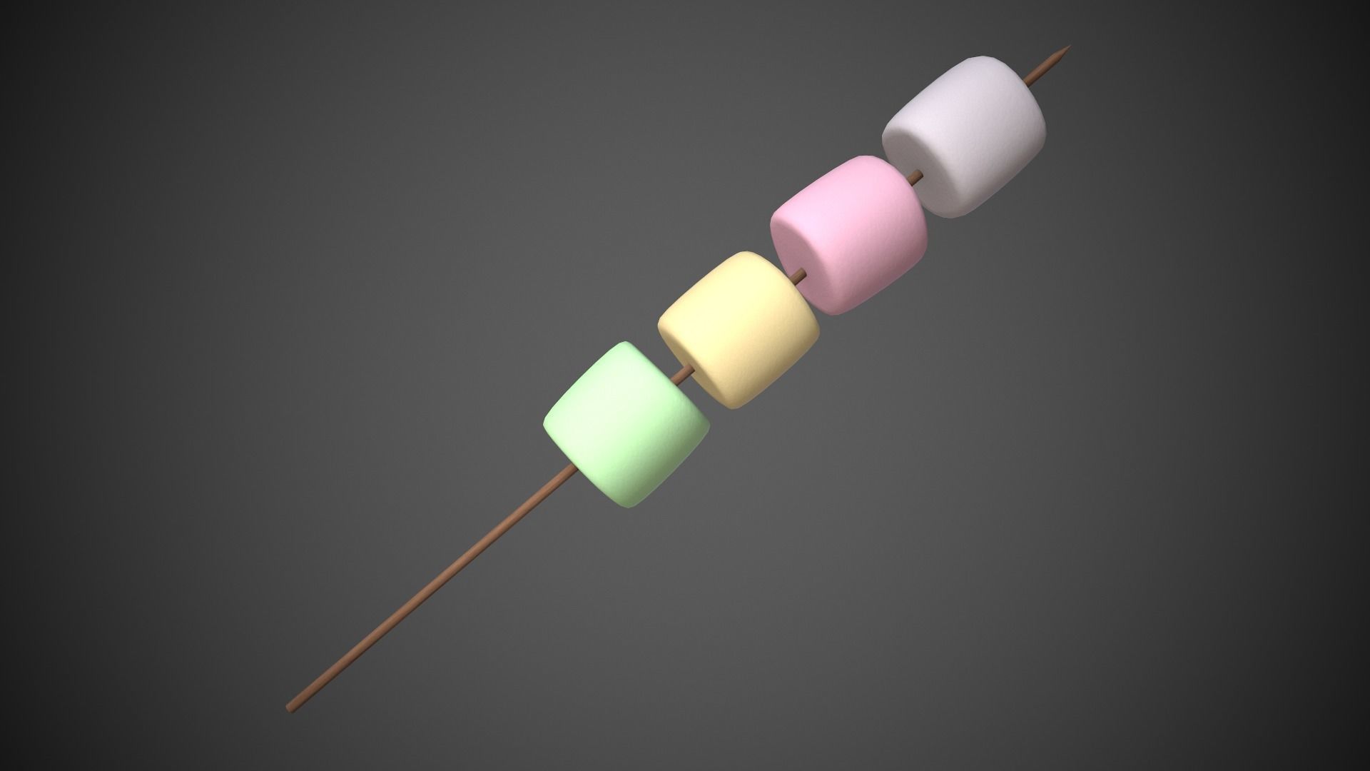 Mashmallows with Stick Low-poly 3D model_3