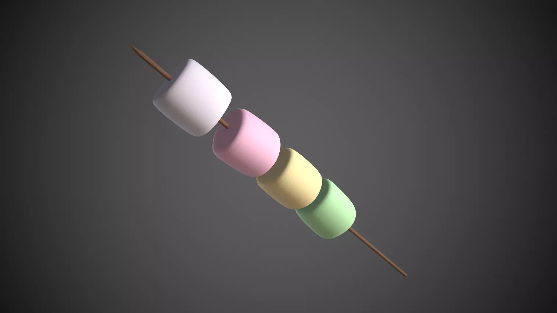 Mashmallows with Stick Low-poly 3D model_0