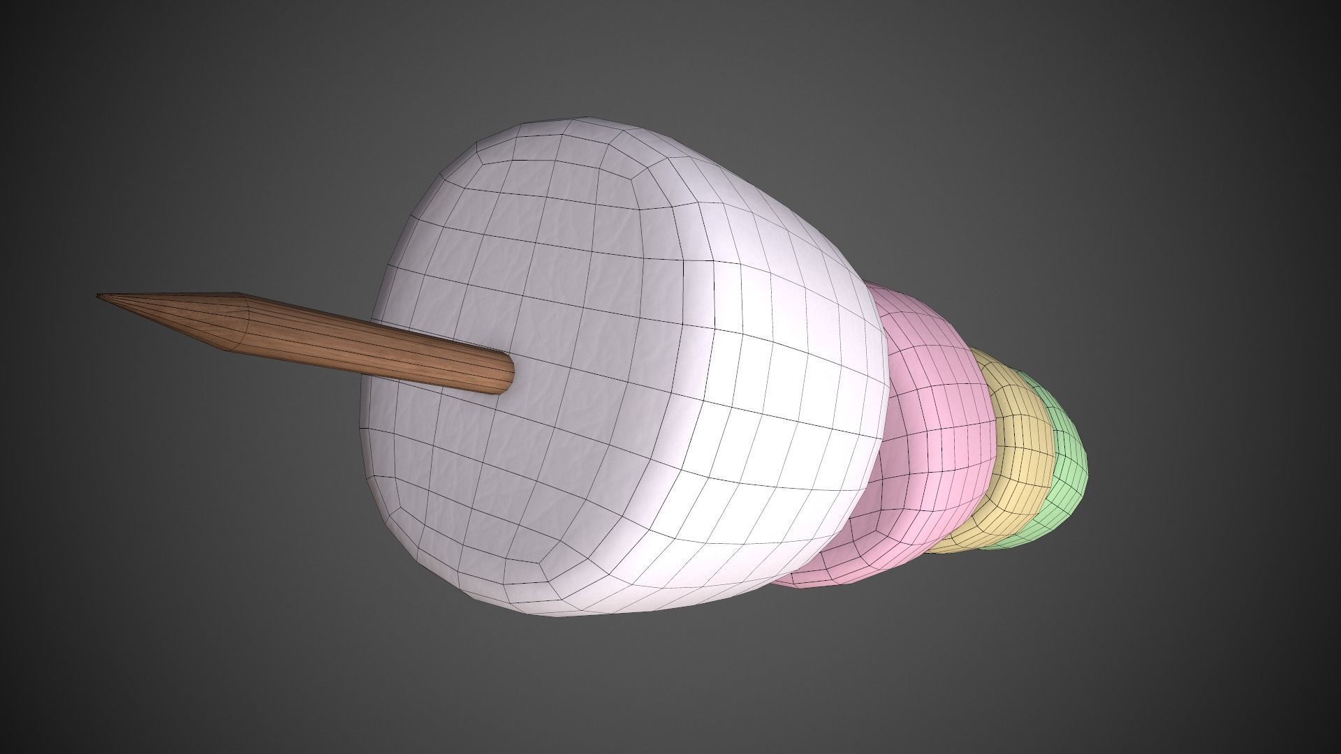 Mashmallows with Stick Low-poly 3D model_9