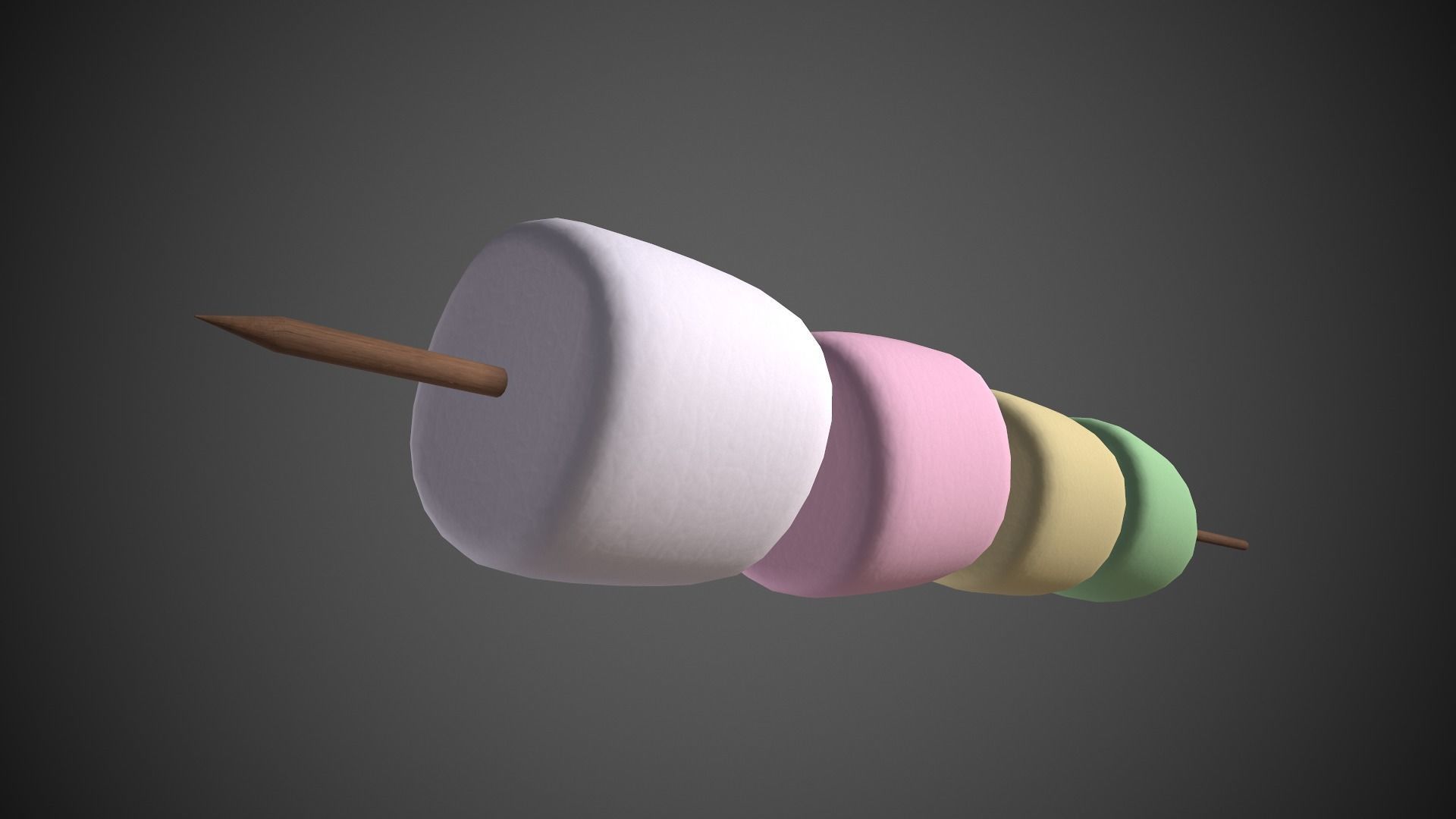 Mashmallows with Stick Low-poly 3D model_2
