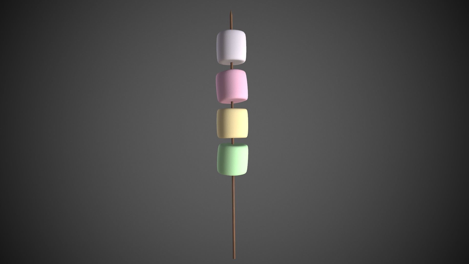 Mashmallows with Stick Low-poly 3D model_7