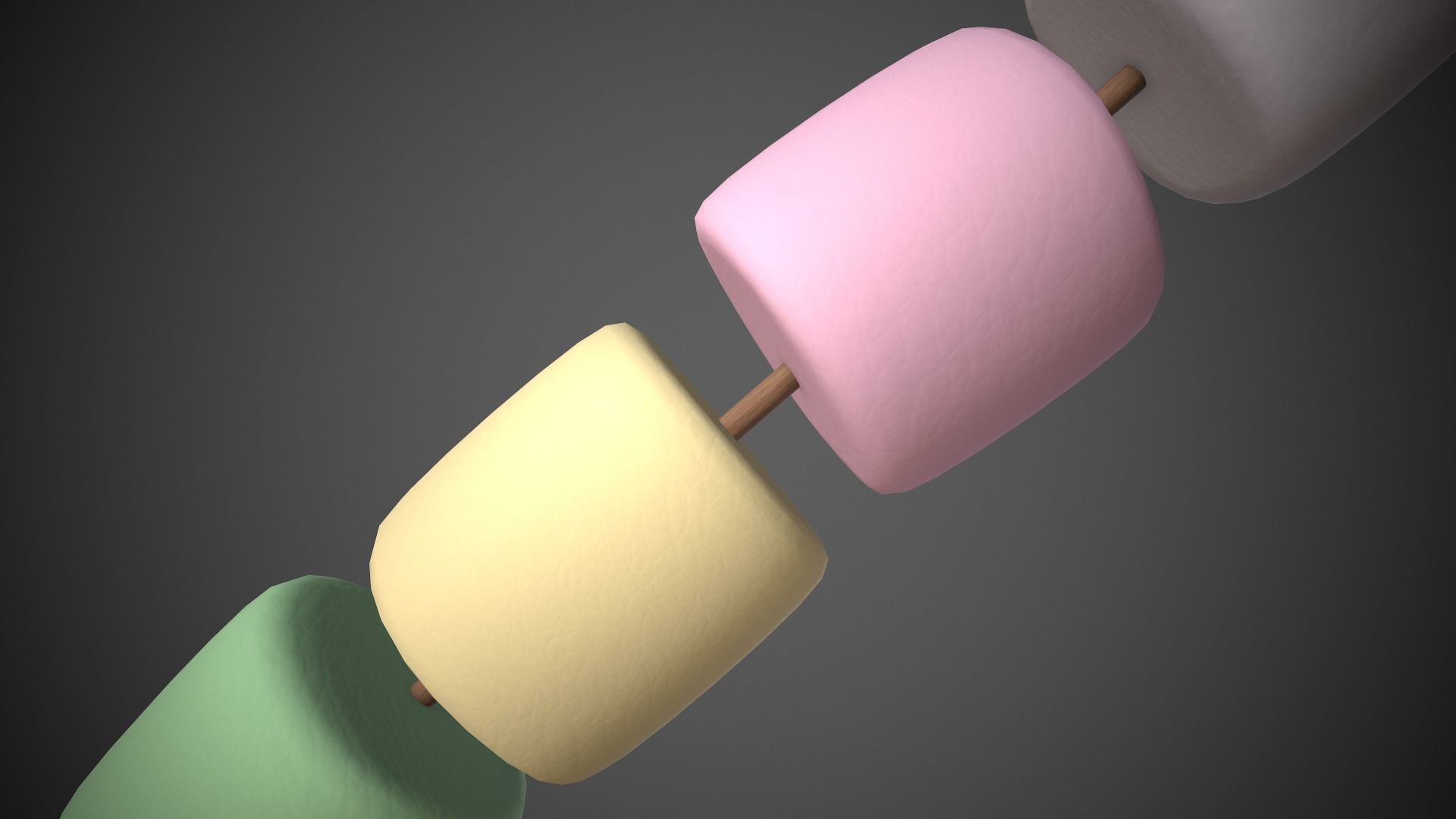 Mashmallows with Stick Low-poly 3D model_5