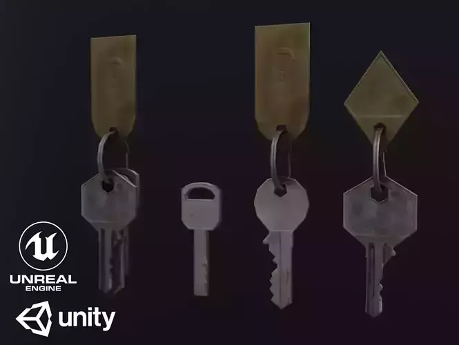 Keys with Tags Low-poly 3D model