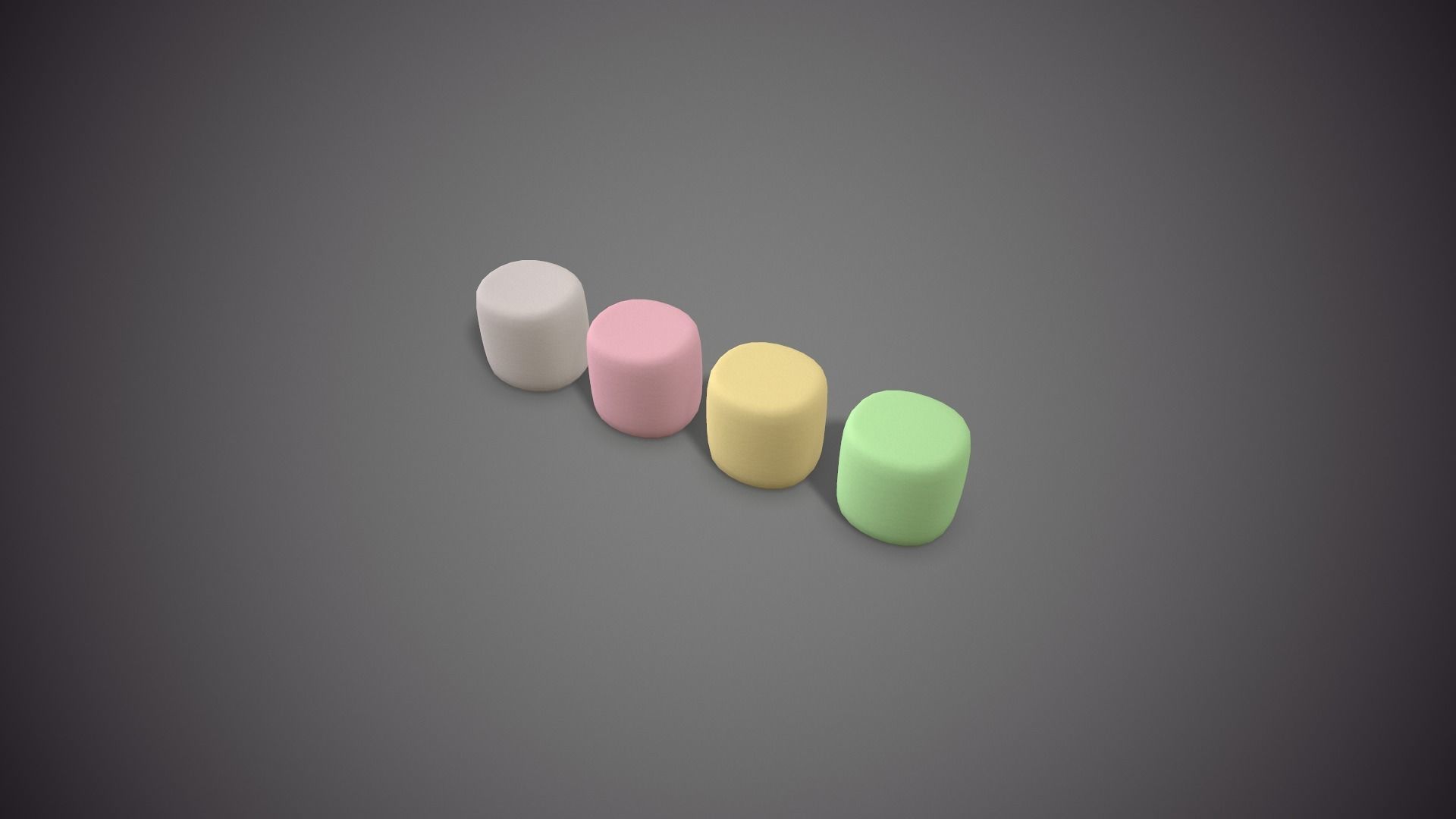 Colored Marshmallows Low-poly 3D model_3