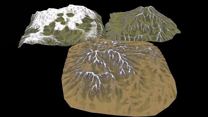 Background PBR Mountains Free low-poly 3D model