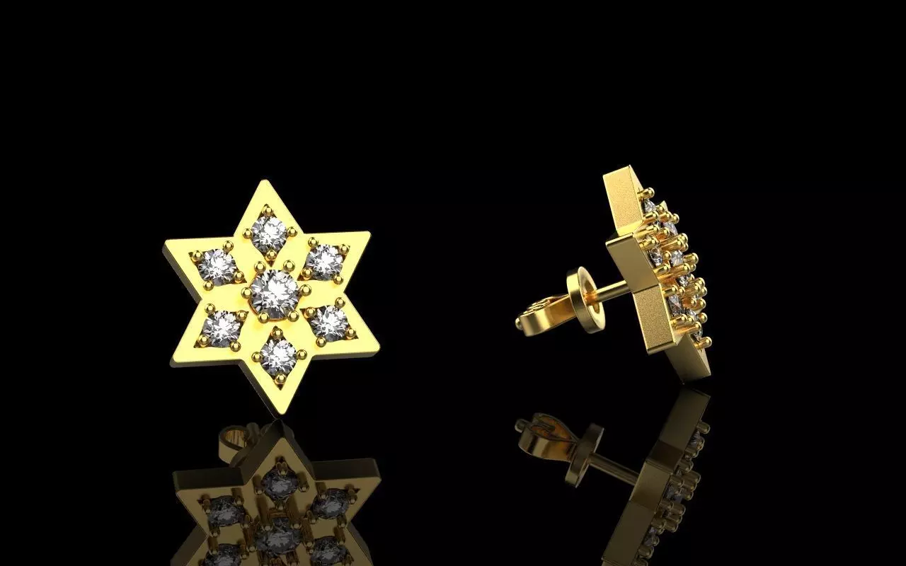 Snowflake earring 3D print model_0