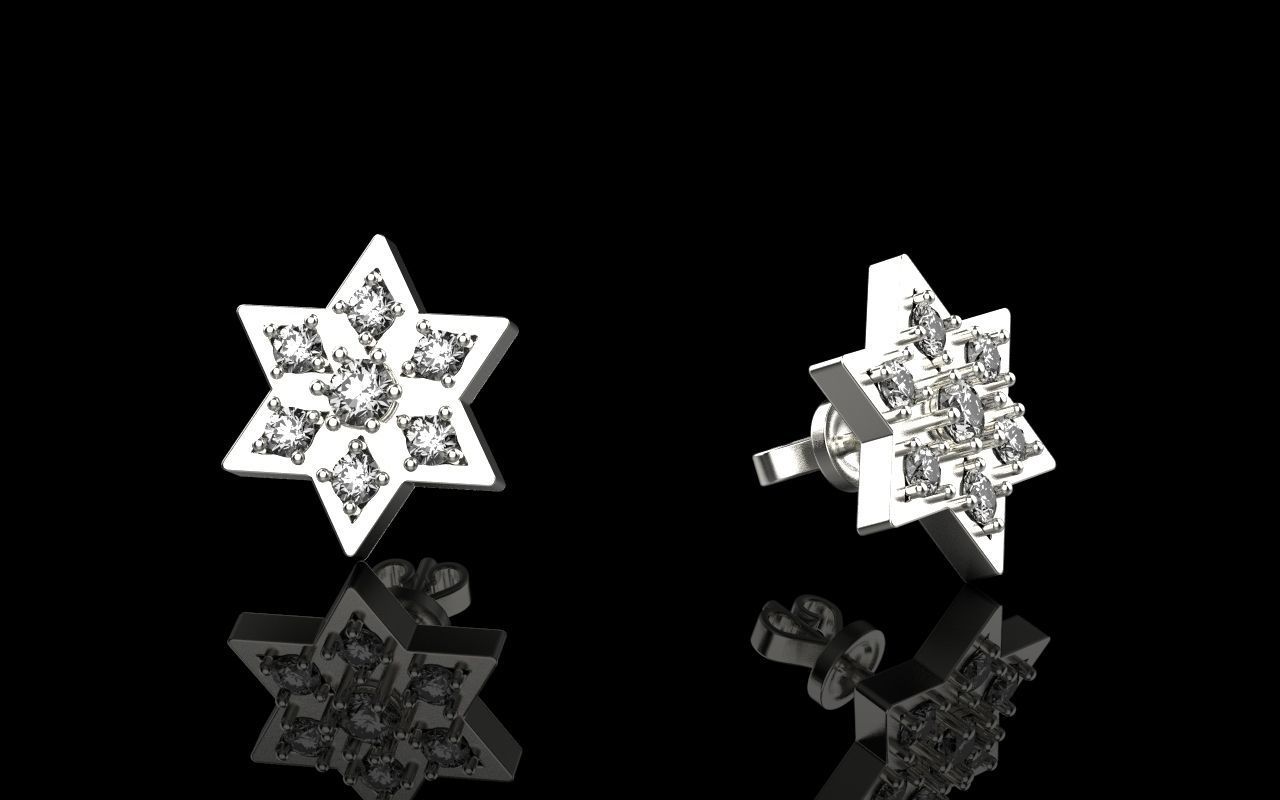 Snowflake earring 3D print model_5