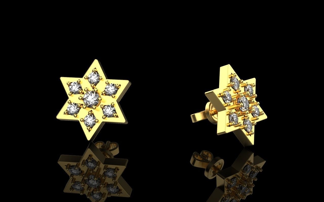 Snowflake earring 3D print model_4