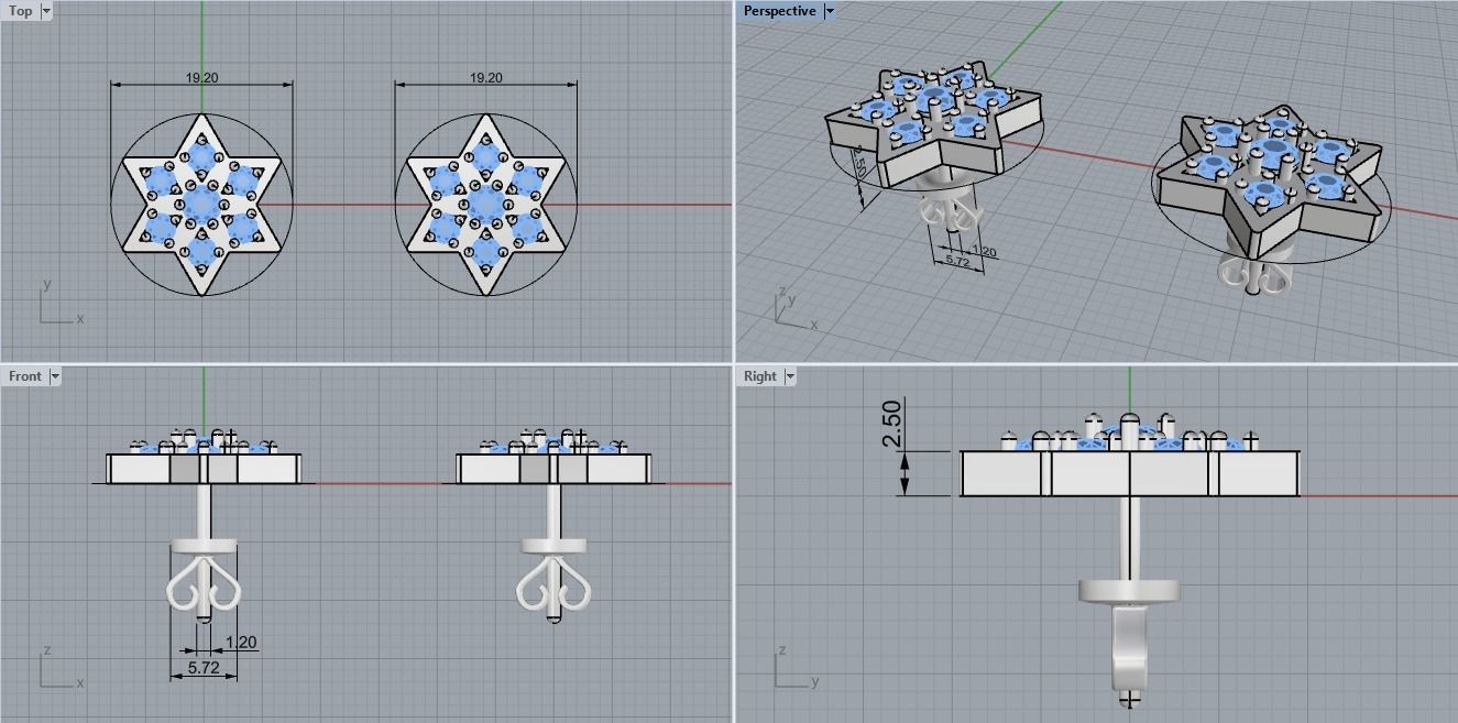 Snowflake earring 3D print model_1
