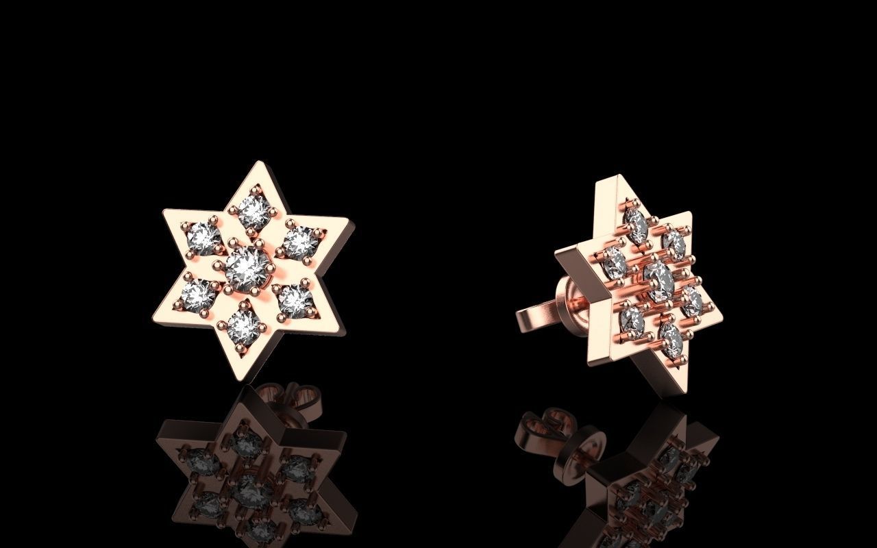 Snowflake earring 3D print model_7