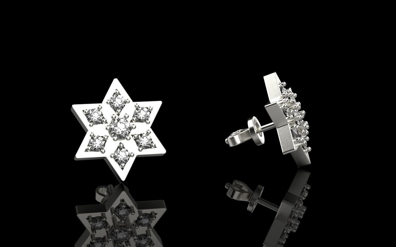 Snowflake earring 3D print model_2