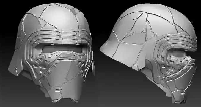 kylo ren helmet broken 3d printer file 3D print model