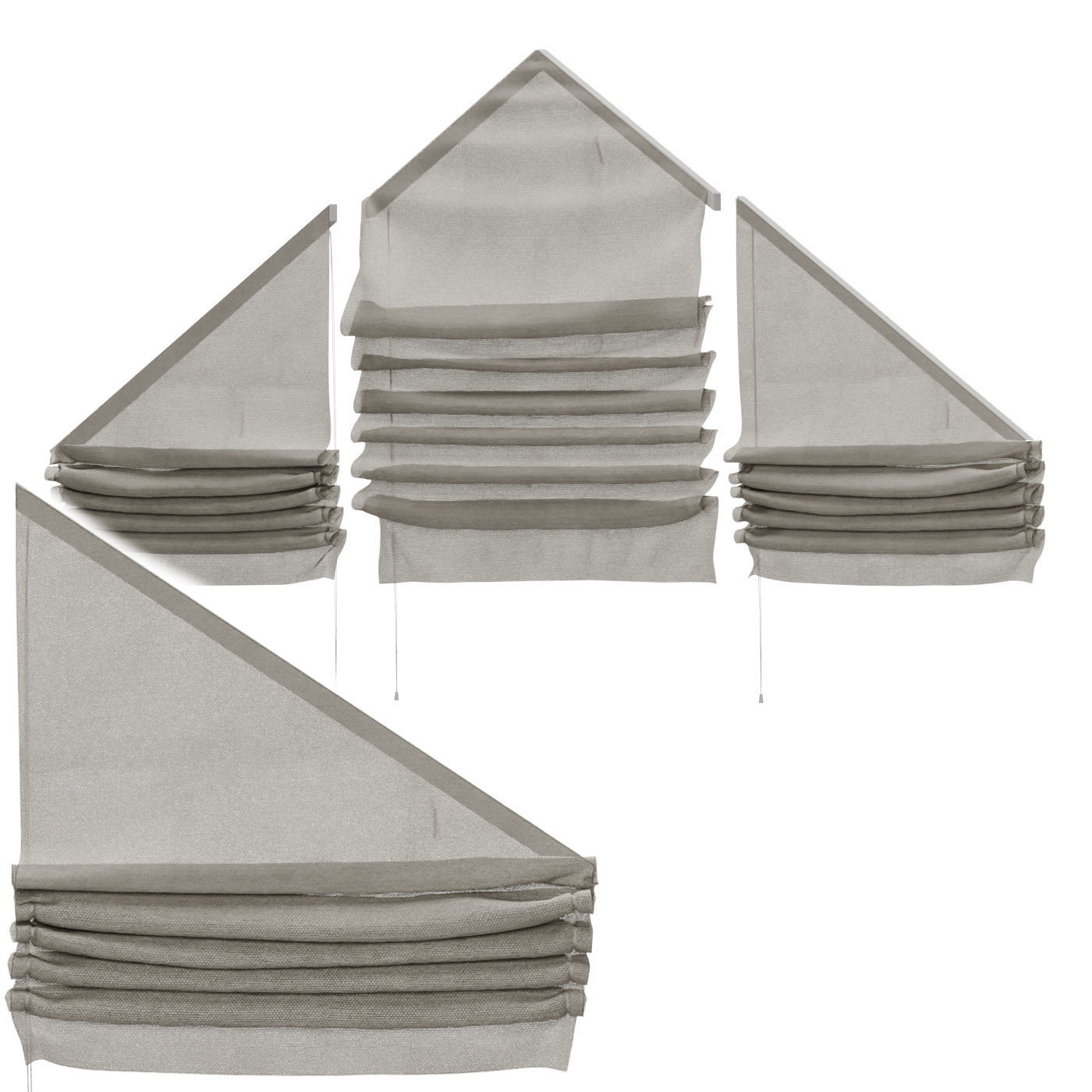 Roman blinds on triangular windows 3D model_2