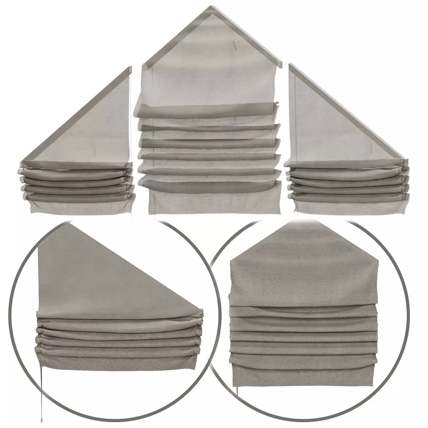 Roman blinds on triangular windows 3D model_0