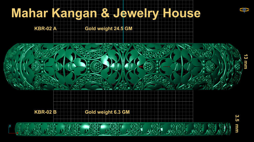 Bracelet -Kangan or Bangle KBR-02 3D print model_3