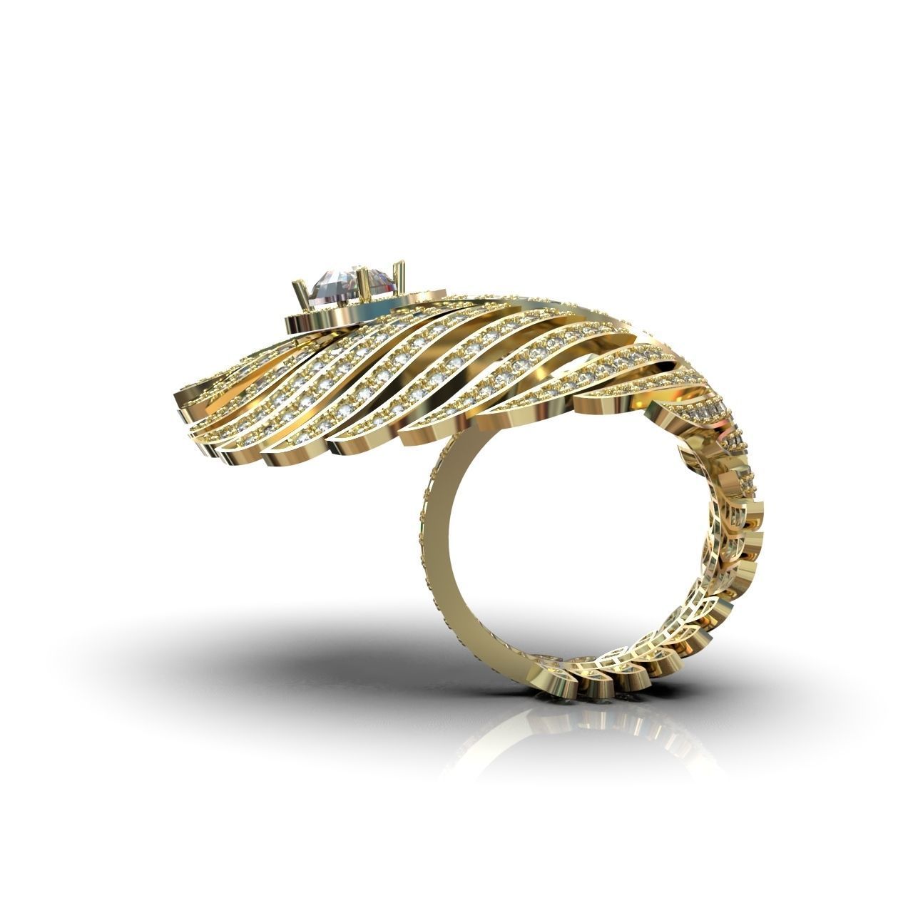exclusive ring feather diamond 3D print model_13