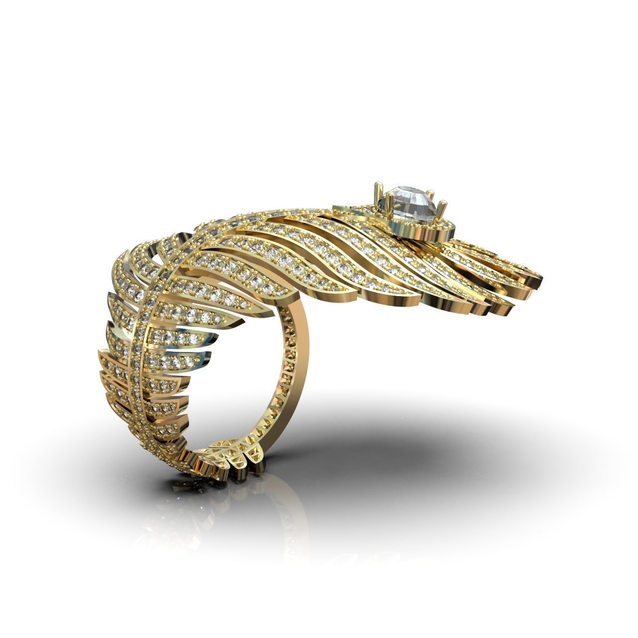 exclusive ring feather diamond 3D print model_12