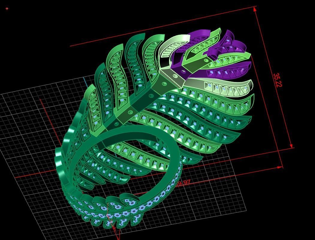 exclusive ring feather diamond 3D print model_9