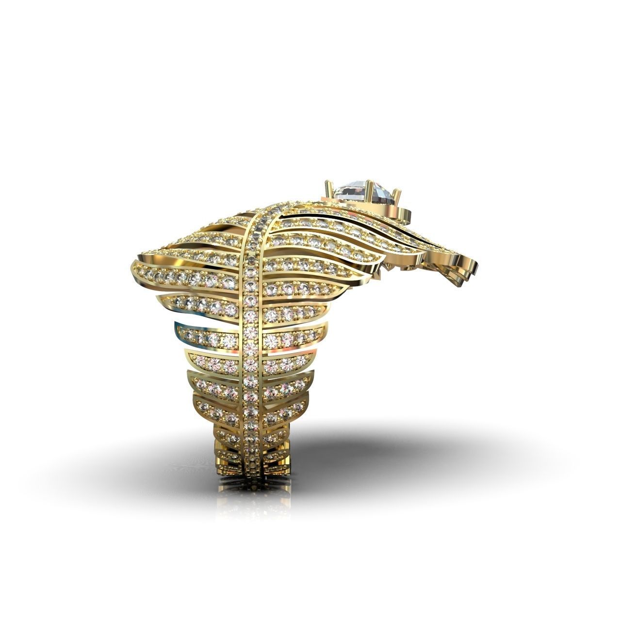exclusive ring feather diamond 3D print model_2