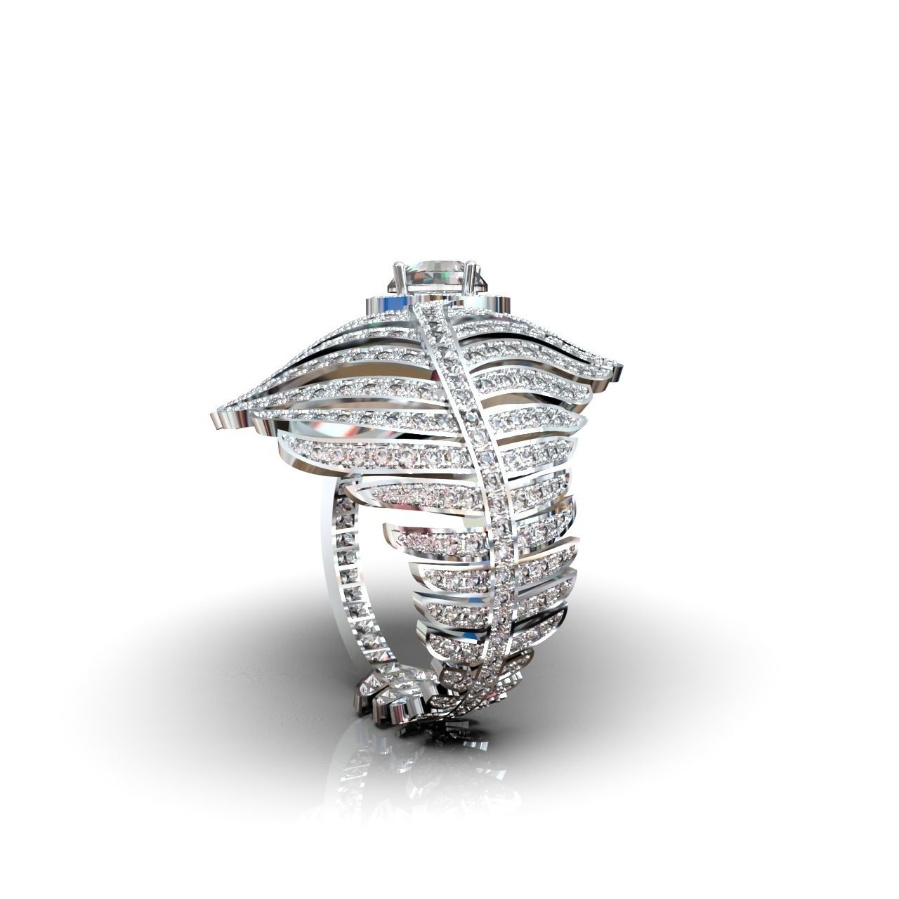 exclusive ring feather diamond 3D print model_21