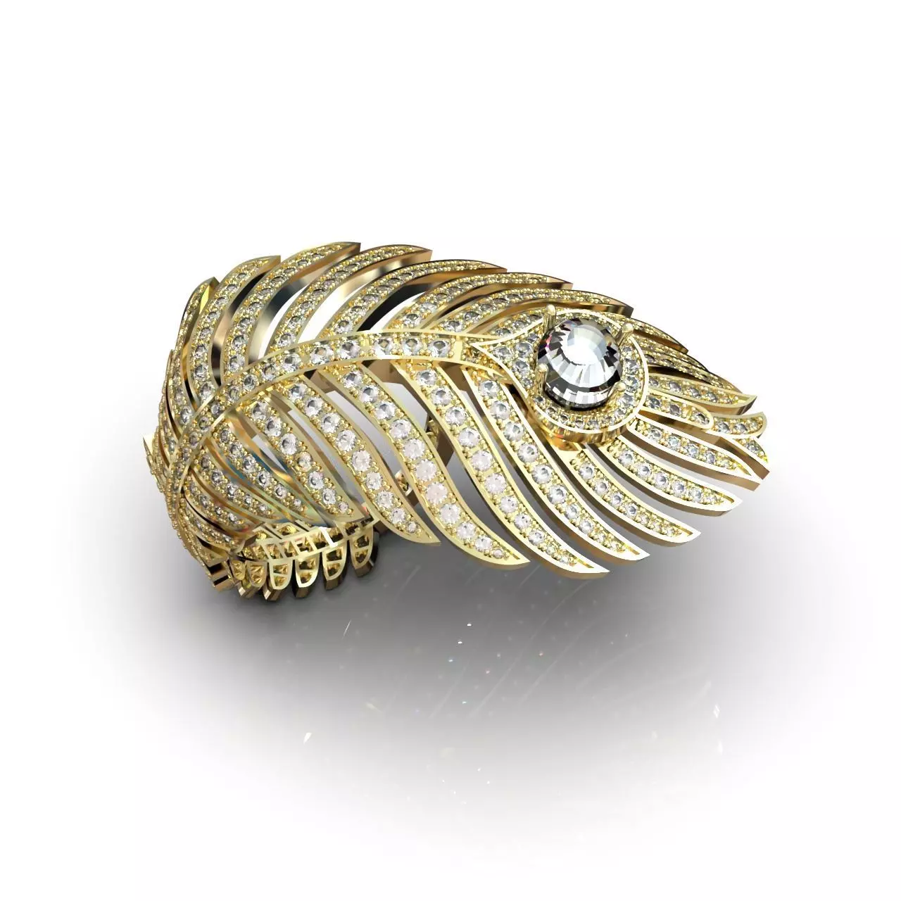 exclusive ring feather diamond 3D print model_0