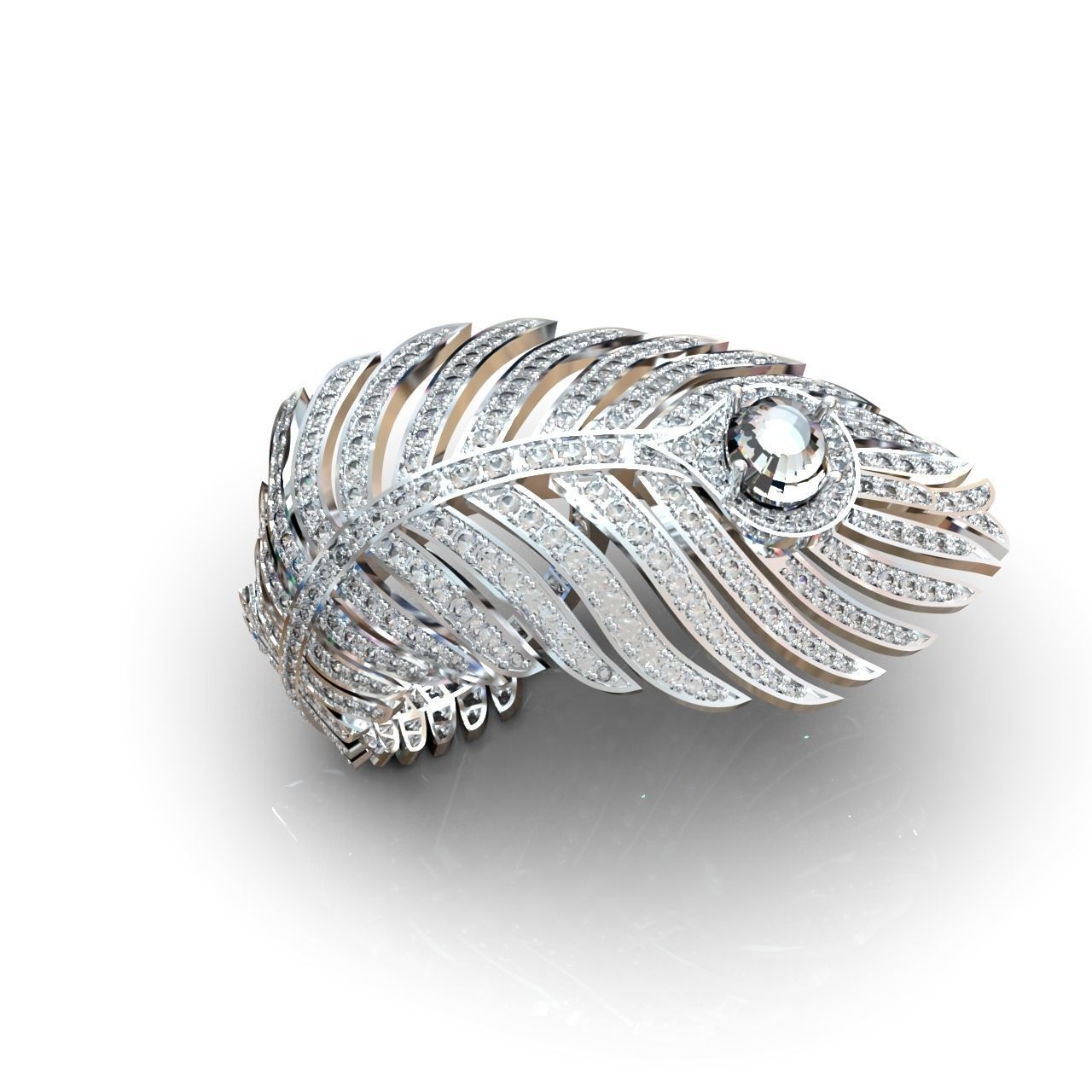 exclusive ring feather diamond 3D print model_23