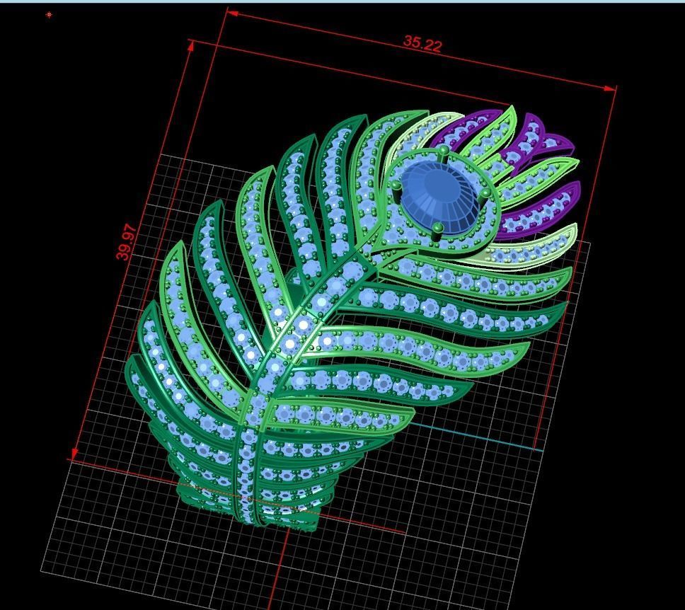 exclusive ring feather diamond 3D print model_8