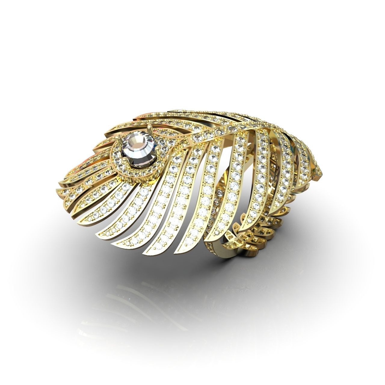 exclusive ring feather diamond 3D print model_10