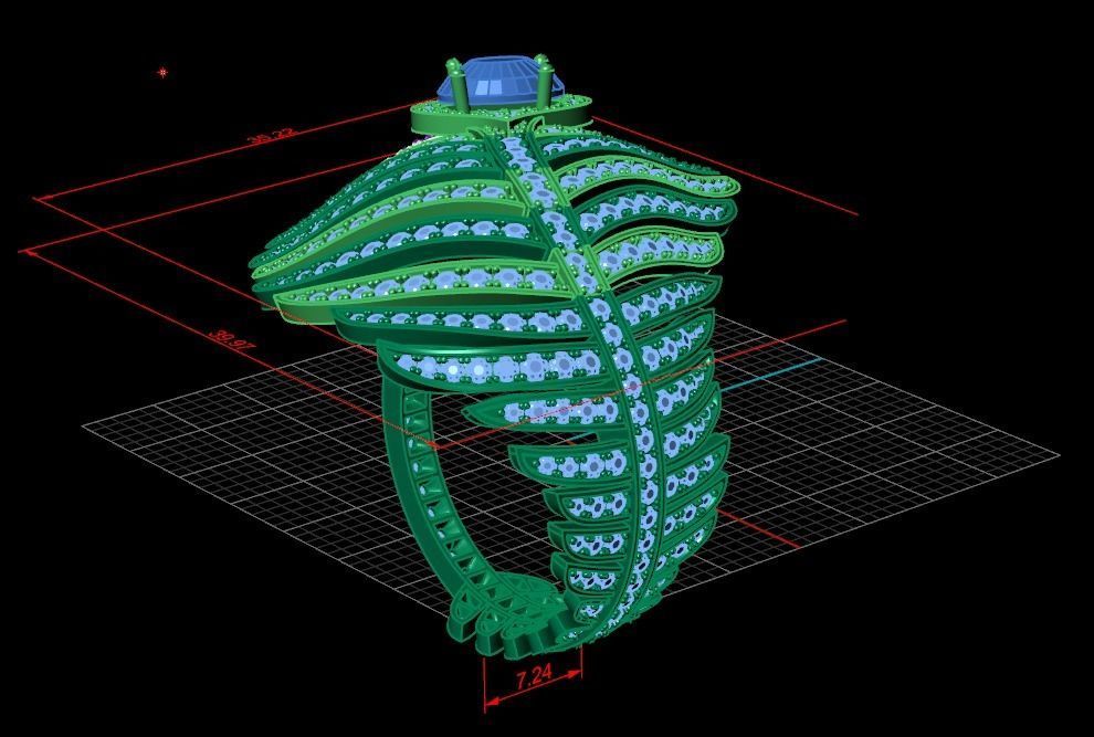 exclusive ring feather diamond 3D print model_7