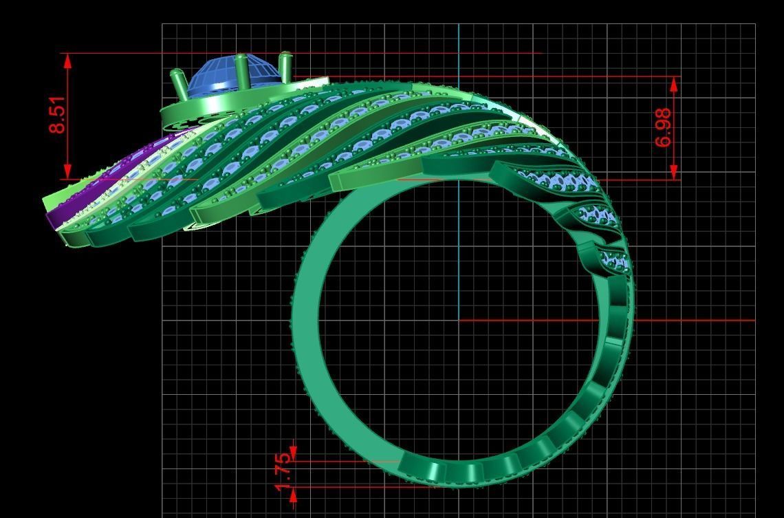 exclusive ring feather diamond 3D print model_6