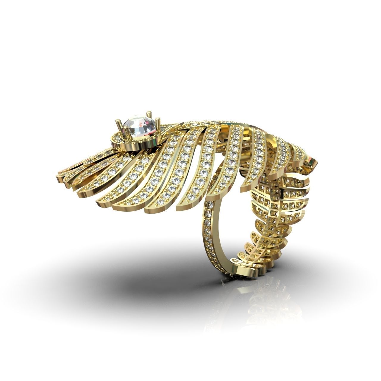 exclusive ring feather diamond 3D print model_11