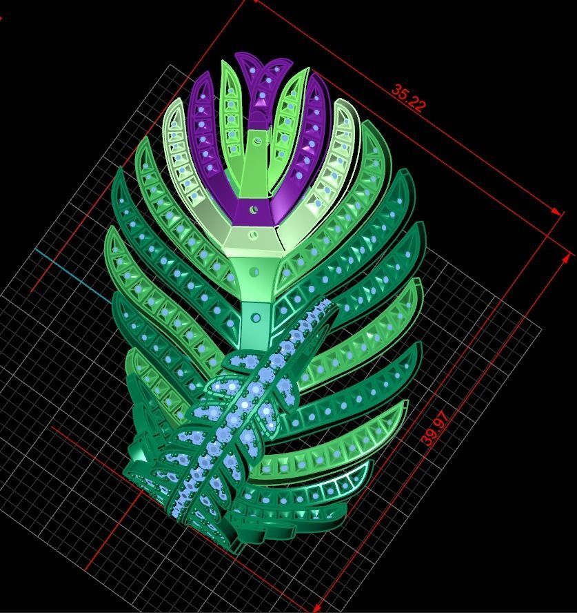 exclusive ring feather diamond 3D print model_33