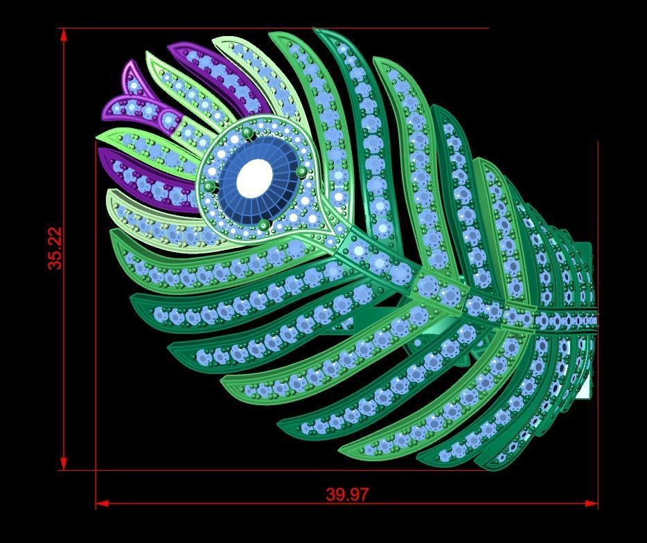 exclusive ring feather diamond 3D print model_29