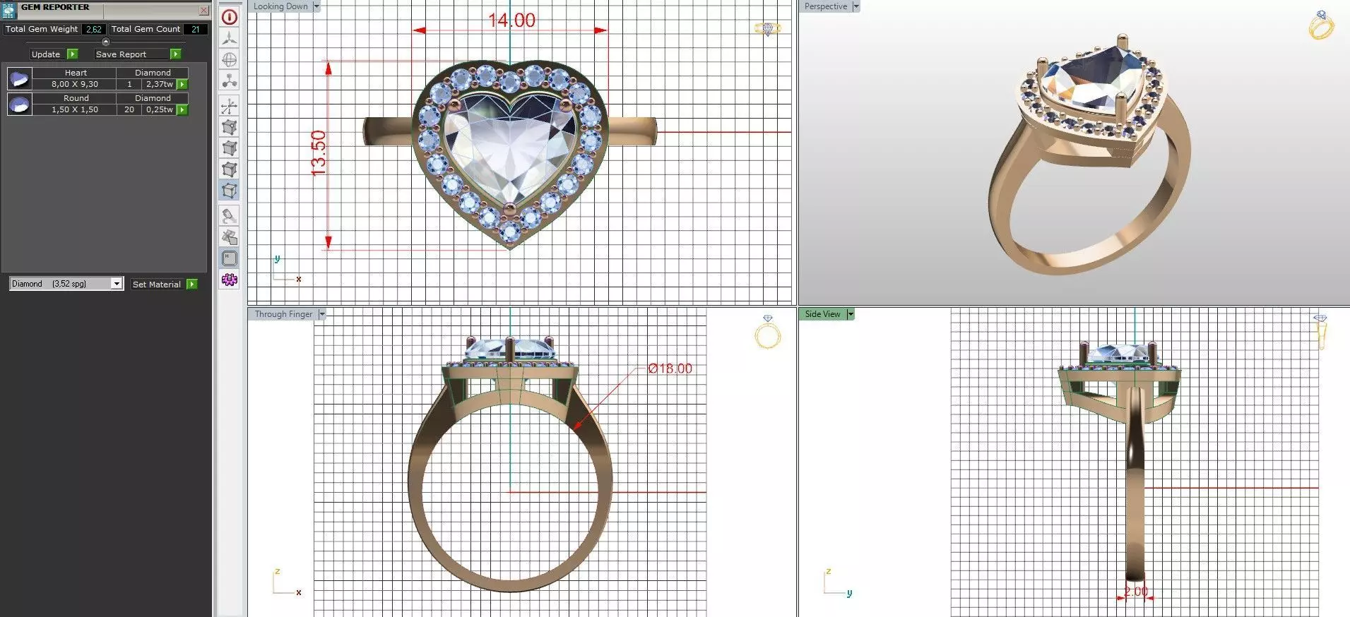 Heart ring with diamonds 3D print model_0