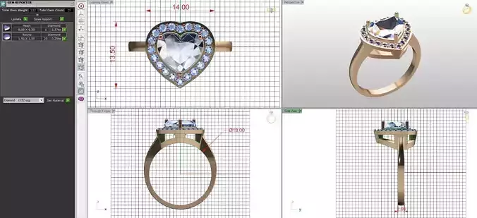 Heart ring with diamonds