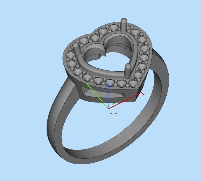 Heart ring with diamonds 3D print model_3