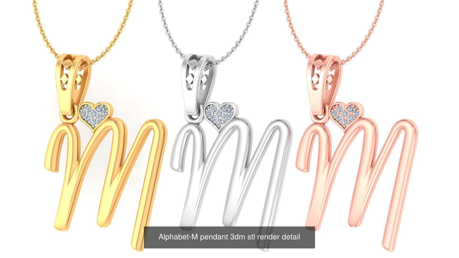 201 Love valentine ring earrings pendant 3dm render details 3D Model Collection_137