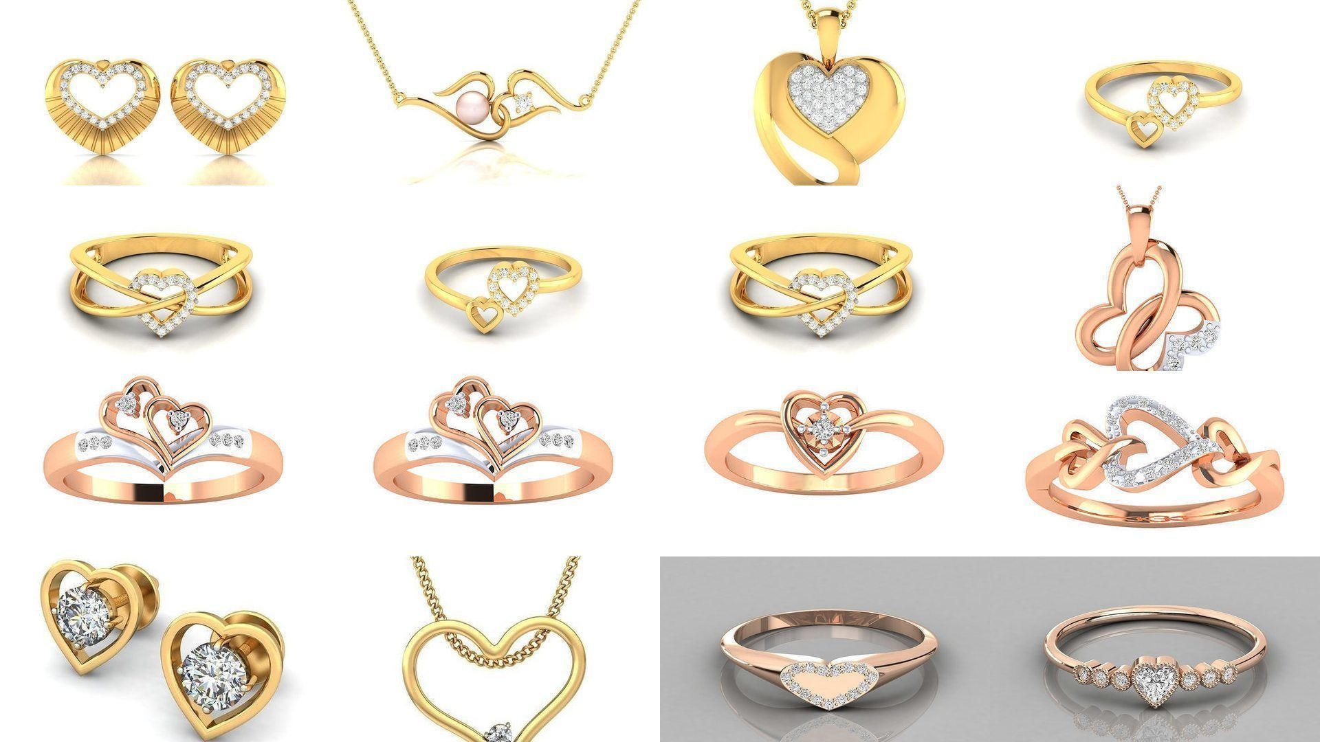 201 Love valentine ring earrings pendant 3dm render details 3D Model Collection_21