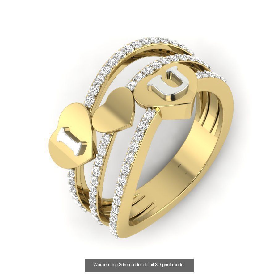 201 Love valentine ring earrings pendant 3dm render details 3D Model Collection_37