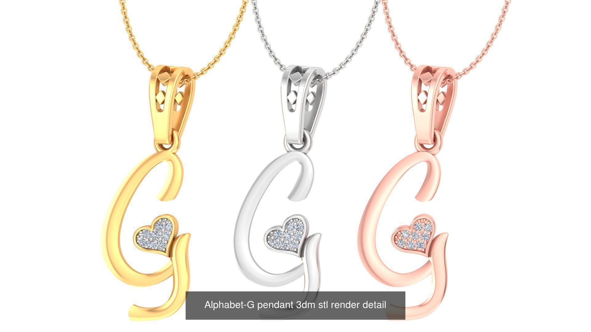 201 Love valentine ring earrings pendant 3dm render details 3D Model Collection_134