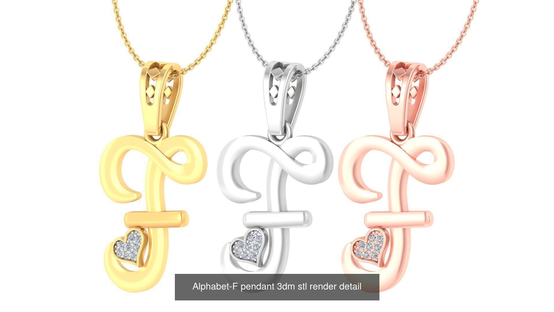 201 Love valentine ring earrings pendant 3dm render details 3D Model Collection_133