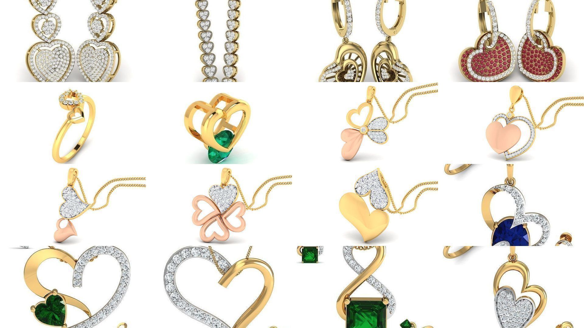 201 Love valentine ring earrings pendant 3dm render details 3D Model Collection_11