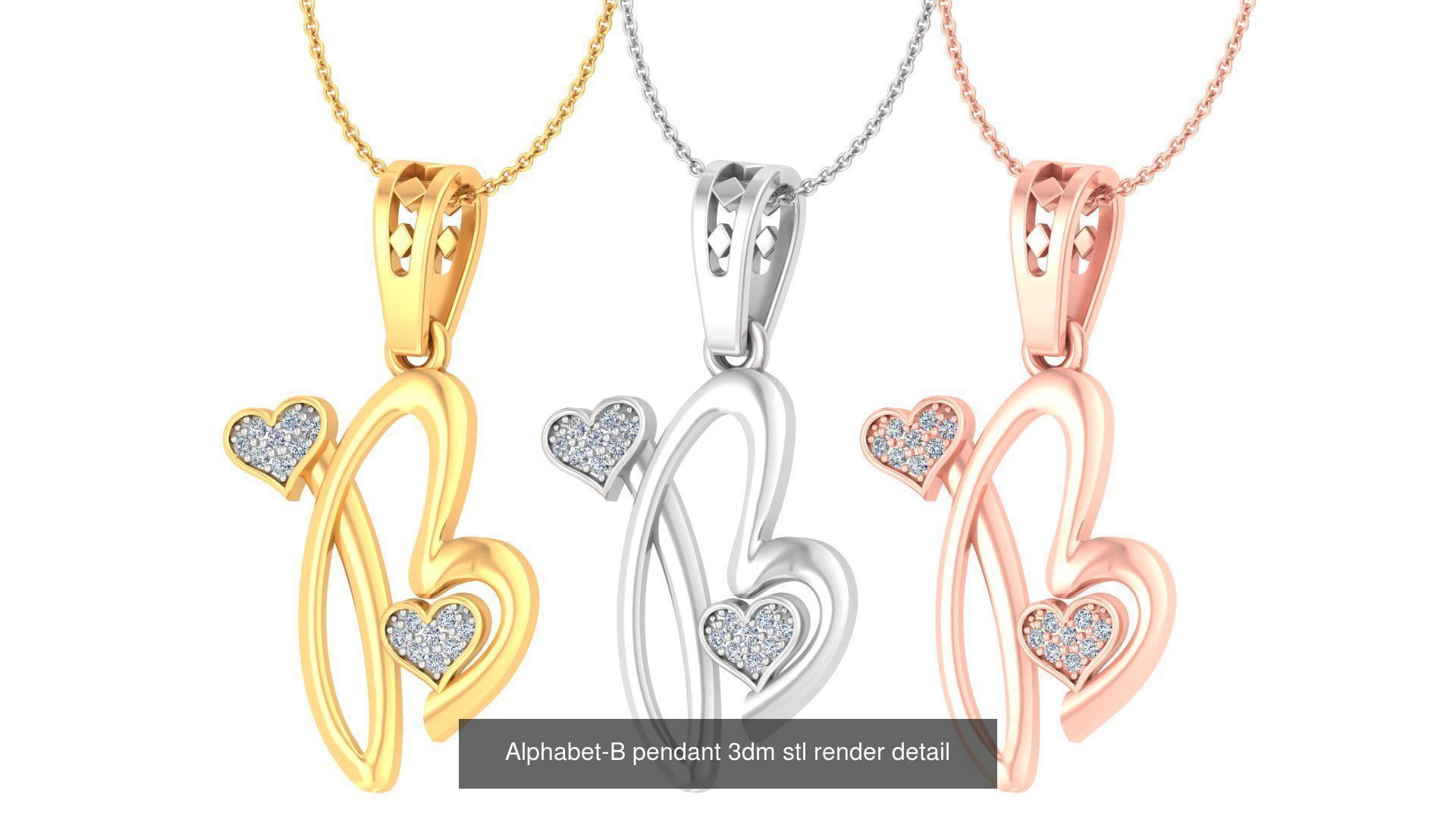 201 Love valentine ring earrings pendant 3dm render details 3D Model Collection_130
