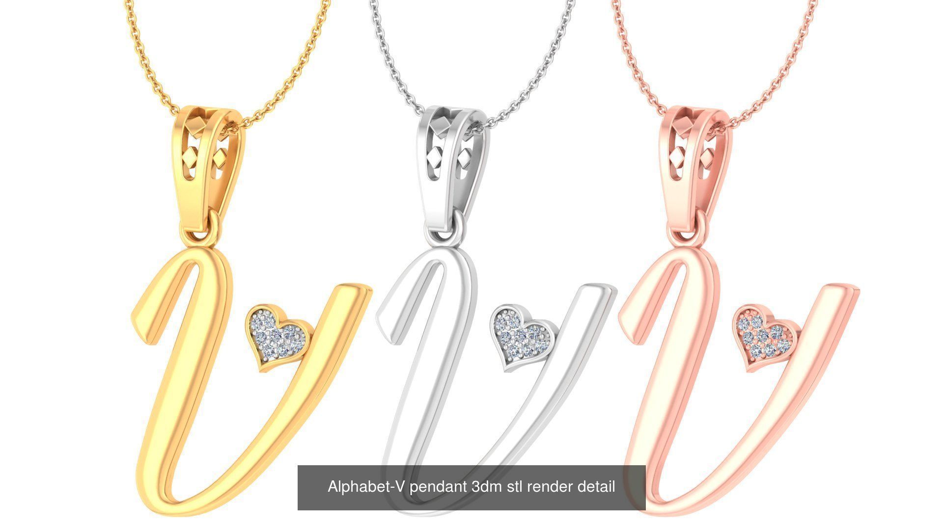 201 Love valentine ring earrings pendant 3dm render details 3D Model Collection_144