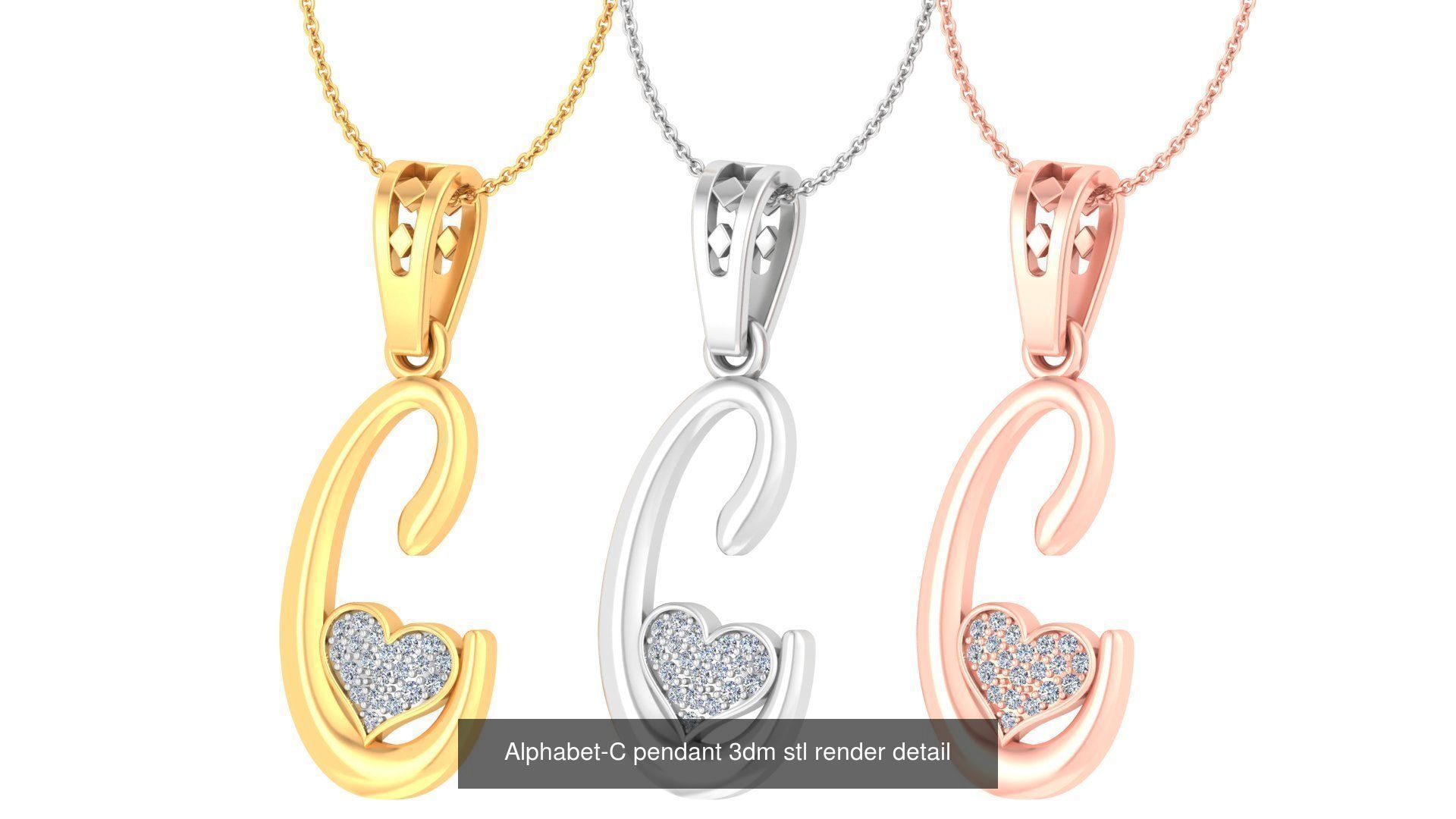 201 Love valentine ring earrings pendant 3dm render details 3D Model Collection_131