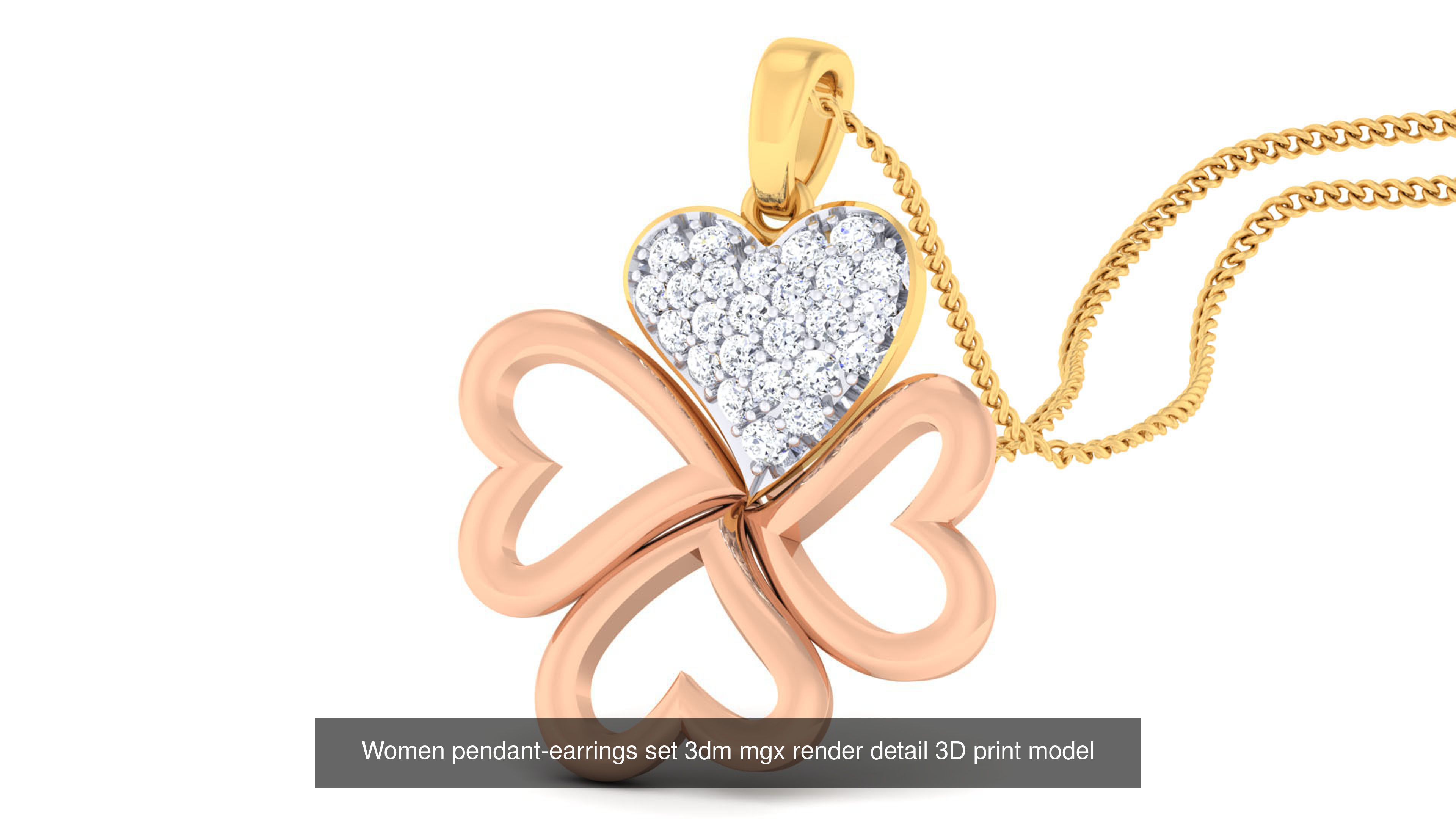 201 Love valentine ring earrings pendant 3dm render details 3D Model Collection_98